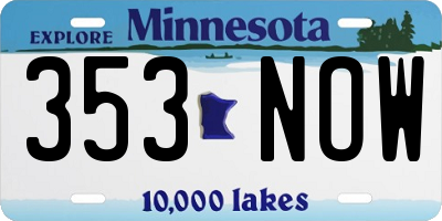MN license plate 353NOW
