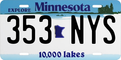 MN license plate 353NYS