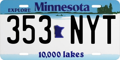 MN license plate 353NYT