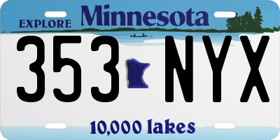 MN license plate 353NYX