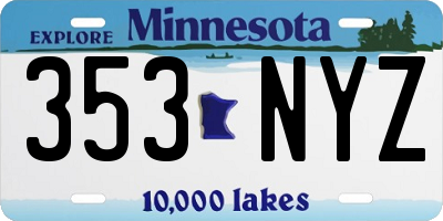 MN license plate 353NYZ