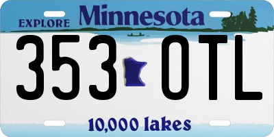 MN license plate 353OTL