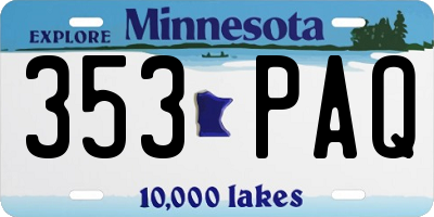 MN license plate 353PAQ