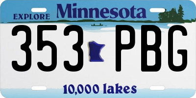 MN license plate 353PBG