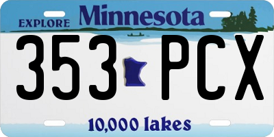 MN license plate 353PCX