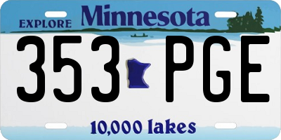 MN license plate 353PGE
