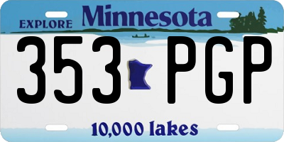 MN license plate 353PGP