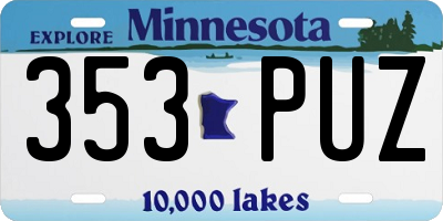 MN license plate 353PUZ