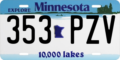 MN license plate 353PZV
