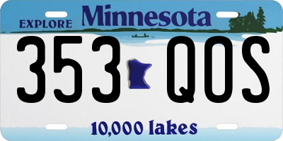 MN license plate 353QOS