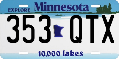 MN license plate 353QTX