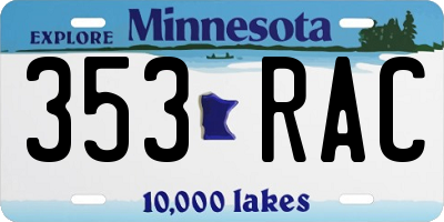 MN license plate 353RAC