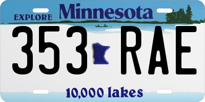 MN license plate 353RAE