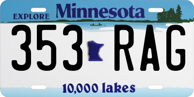 MN license plate 353RAG