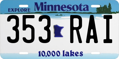 MN license plate 353RAI