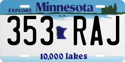 MN license plate 353RAJ
