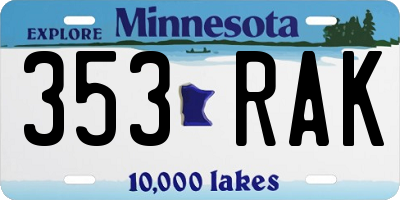 MN license plate 353RAK