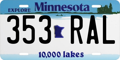 MN license plate 353RAL