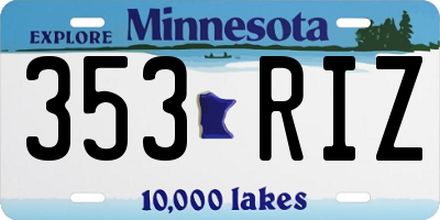 MN license plate 353RIZ