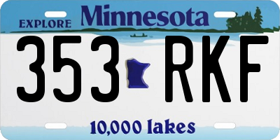 MN license plate 353RKF