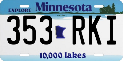 MN license plate 353RKI