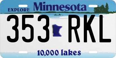 MN license plate 353RKL