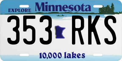 MN license plate 353RKS