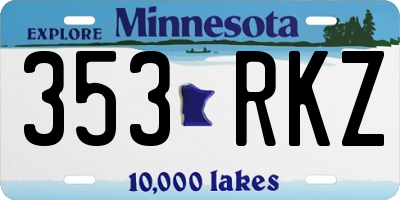 MN license plate 353RKZ