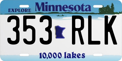 MN license plate 353RLK