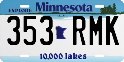 MN license plate 353RMK