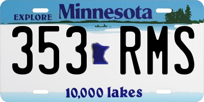 MN license plate 353RMS
