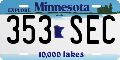 MN license plate 353SEC