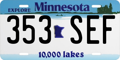 MN license plate 353SEF