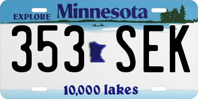 MN license plate 353SEK