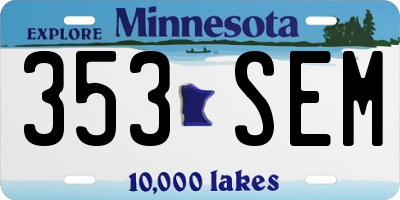 MN license plate 353SEM