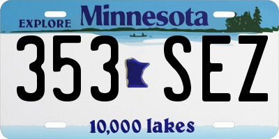 MN license plate 353SEZ