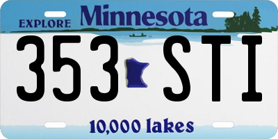 MN license plate 353STI