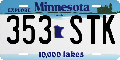MN license plate 353STK