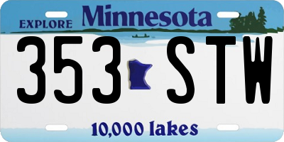 MN license plate 353STW