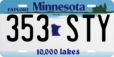 MN license plate 353STY