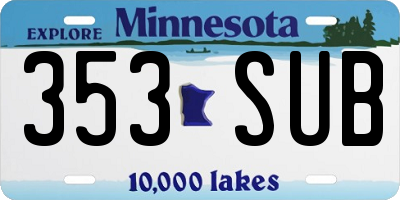 MN license plate 353SUB