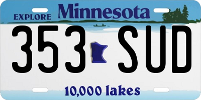 MN license plate 353SUD