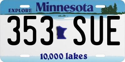 MN license plate 353SUE
