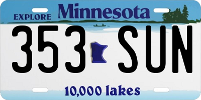 MN license plate 353SUN