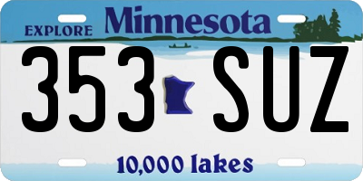 MN license plate 353SUZ
