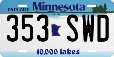 MN license plate 353SWD