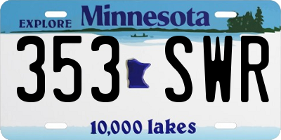 MN license plate 353SWR