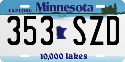 MN license plate 353SZD