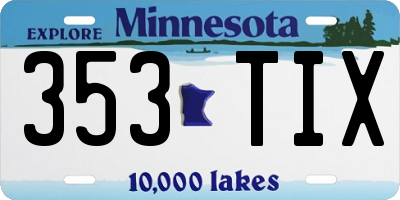 MN license plate 353TIX