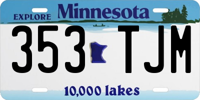 MN license plate 353TJM